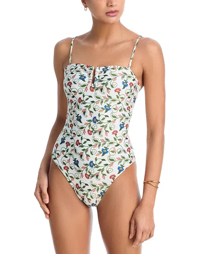 Farm Rio Flora Tile Bandeau One Piece Swimsuit In Multi