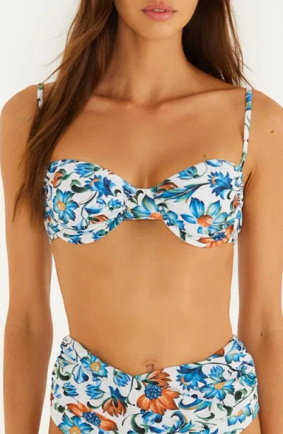 Farm Rio Flora Tile Bikini Top In Blue