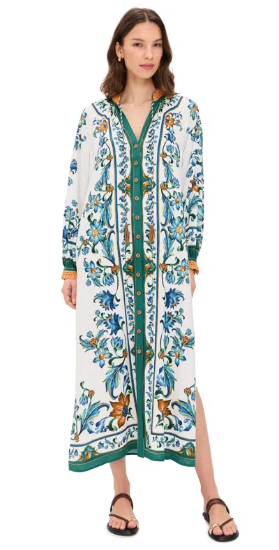 Farm Rio Flora Tile Maxi Dress Flora Tile Off White In Multi