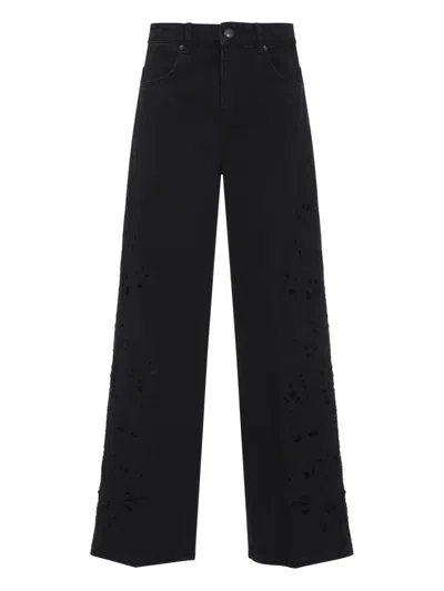 Farm Rio Richilieu Jeans With Perforated-embroidery In Black