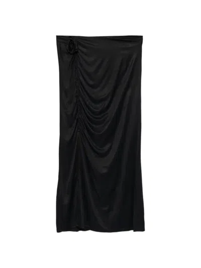 Farm Rio Floral-appliqué Maxi Skirt In Black