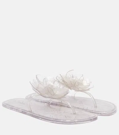 Farm Rio Floral-appliqué Thong Sandals In Transparent