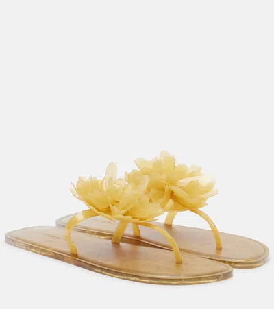 Farm Rio Floral-appliqué Thong Sandals In Yellow