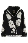 Farm Rio Floral Arabesque Fleece Coat In Black