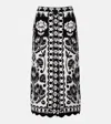 Farm Rio Floral Arabesque Jacquard Midi Skirt In Black