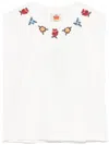 Farm Rio T-shirt In Cotone Con Applicazioni Floreali In 白色