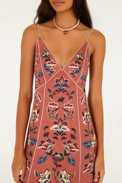 Farm Rio Floral Beauty Tapestry Maxi Slip Dress In Pink