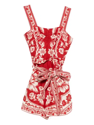 Farm Rio Red Guanacaste Red Gasthering Dress In Multi