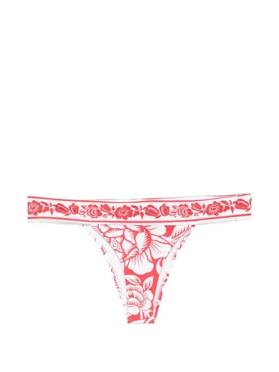 Farm Rio Floral Bikini Bottoms In Red