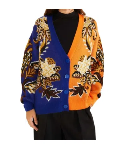 Farm Rio Arabesque Paradise Mixed Print Jacquard Cardigan In Multi