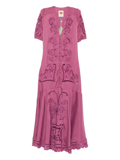 Farm Rio Richilieu Sateen Maxi Dress In Purple