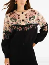 Farm Rio Floral Buttoned Cardigan In Brown