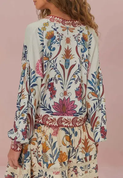 Farm Rio Floral Buttoned V-neck Blouse In Multi