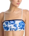 Farm Rio Blue Floral Cascade Bikini Top Blue Floral Cascade Off-white In Off-white