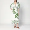 Farm Rio Blue Yard Linen-blend Midi Dress