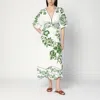 Farm Rio Floral Cascade Midi Dress White/green In Green