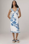 Farm Rio Off-white Floral Cascade Wavy Midi Dress In White