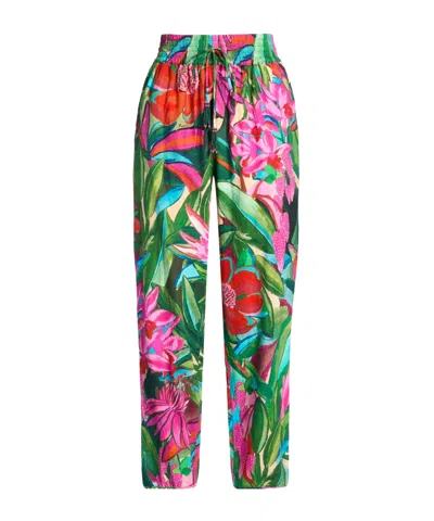 Farm Rio Floral Casual Pants In Green