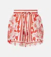 Farm Rio Floral Chains Cotton Shorts In Red