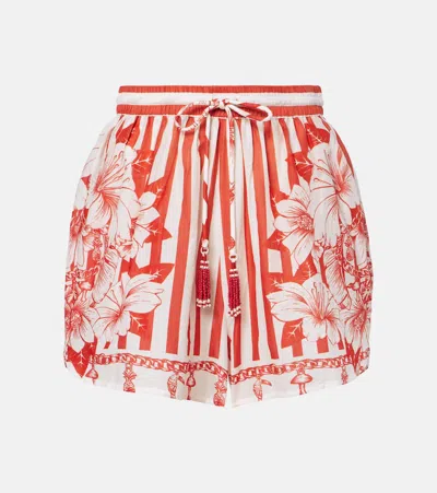 Farm Rio Floral Chains Cotton Shorts In Multicolor