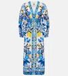 Farm Rio Floral Cotton Maxi Dress In Blue