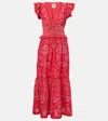 Farm Rio Floral Cotton Maxi Dress In Red