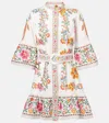 Farm Rio Off-white Delicate Forest Scarves Organic Cotton Mini Dress