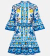 Farm Rio Floral Cotton Minidress In Blue