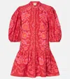 Farm Rio Floral Cotton Minidress In Red