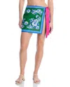 Farm Rio Mixed Scarves Floral Elegance Mini Skirt In Multi