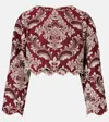 Farm Rio Cropped Cotton-blend Jacquard Top In Red