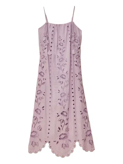 Farm Rio Floral Cut-out Maxi Dress In Purple