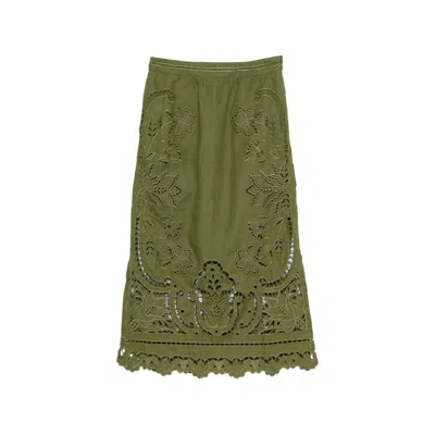 Farm Rio Majestic Garden Green Richelieu Skirt
