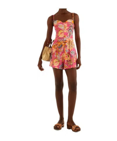 Farm Rio Floral Drawstring Bodysuit In Orange