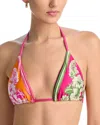 Farm Rio Floral Elegance Mixed Scarves Triangle Bikini Top In Multi