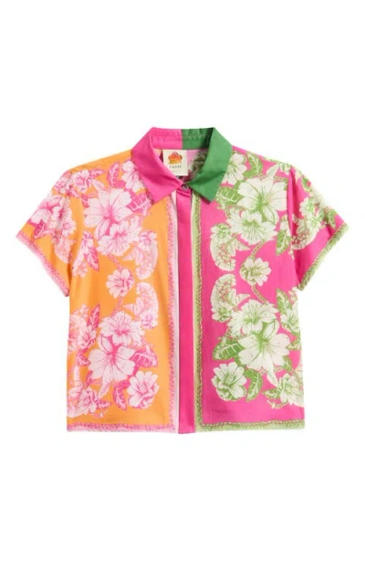 Farm Rio Floral Elegance Mixed Scarves Cover-up Shirt