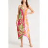 Farm Rio Floral Elegance Mixed Scarves Long Cover Up Floral Elegance Mixed Scarves In Pink Multi