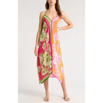 FARM RIO FARM RIO FLORAL ELEGANCE SCARF PRINT HALTER COVER-UP DRESS