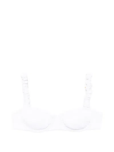 Farm Rio Floral-embroidered Bikini Top In White