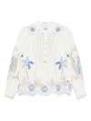 Farm Rio Floral-embroidered Blouse In White