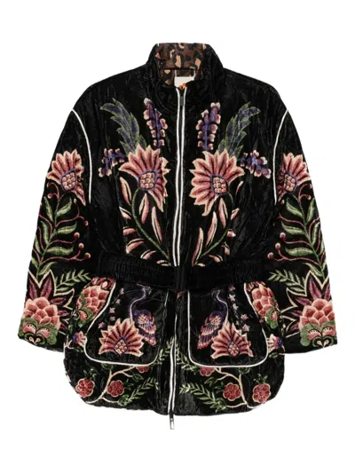 FARM RIO FLORAL-EMBROIDERED JACKET