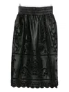 Farm Rio Floral-embroidered Scalloped Skirt In Black