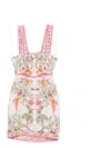 Farm Rio Pink Delicate Forest Linen Mini Dress In Multi
