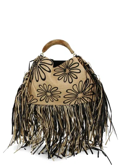 Farm Rio Floral Fringe Tote Bag In Neutral