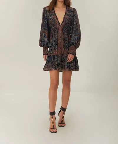 Farm Rio Floral Glam Mini Dress In Blue