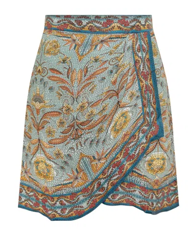 Farm Rio Floral Half-length Skirt In Green