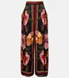 Farm Rio Wrap-effect Pleated Floral-print Twill Wide-leg Pants In Multi