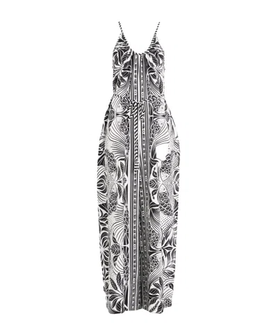 Farm Rio Floral Jumpsuit In Gray