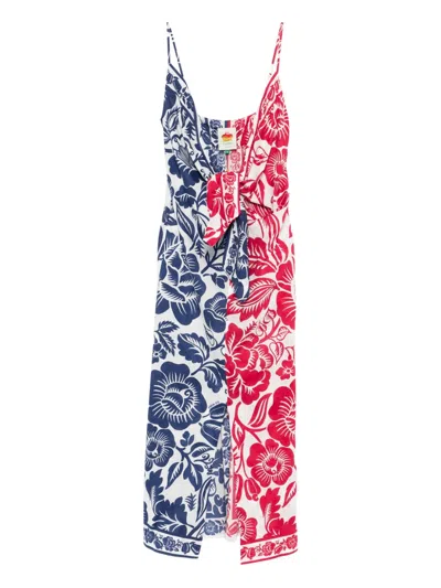 FARM RIO FLORAL KNOT MIDI DRESS