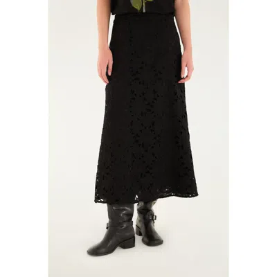 Farm Rio Floral Lace Midi Skirt In Gold
